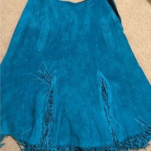 Killer Teal Suede Fringe Skirt - South Meets Southwest